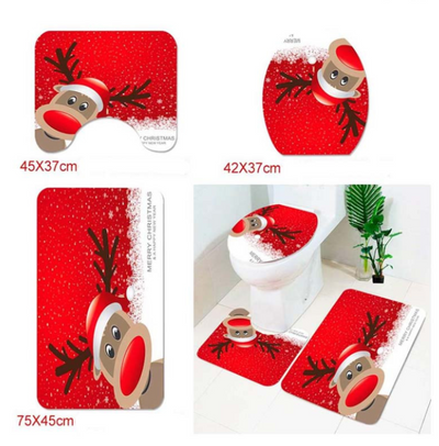 Juego de Decoración Navideña para Baño - Cortina de Ducha y Funda de Inodoro Papá Noel - Image 16