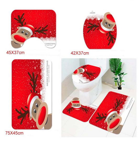 Juego de Decoración Navideña para Baño - Cortina de Ducha y Funda de Inodoro Papá Noel - Image 16