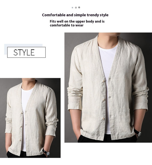 Camisa Casual Manga Larga Escote V para Hombre - Image 13