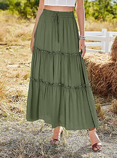 Vestido Maxi Plisado de Cintura Alta Elástica para Mujer