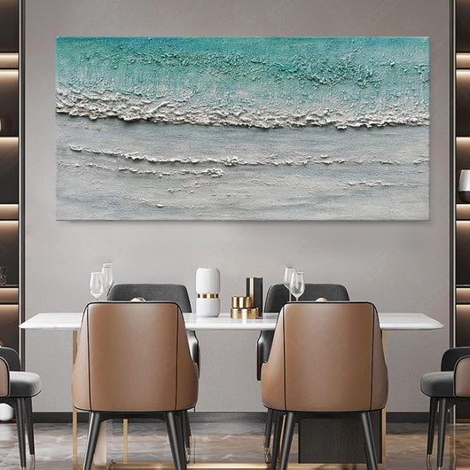 Cuadro Abstracto Olas del Mar - Pintura al Óleo Texturizada Hecha a Mano - Image 2