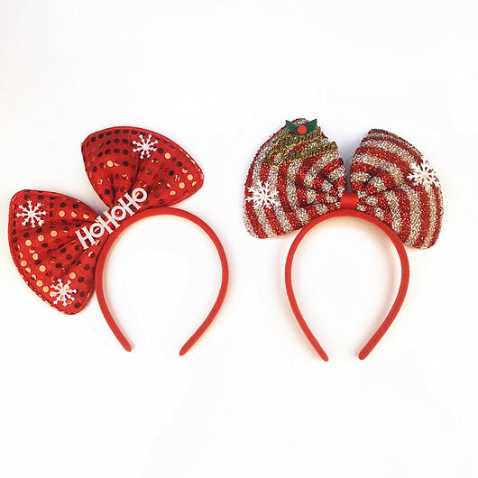 Diadema Navideña con Letras Lentejuelas y Moño - Image 2