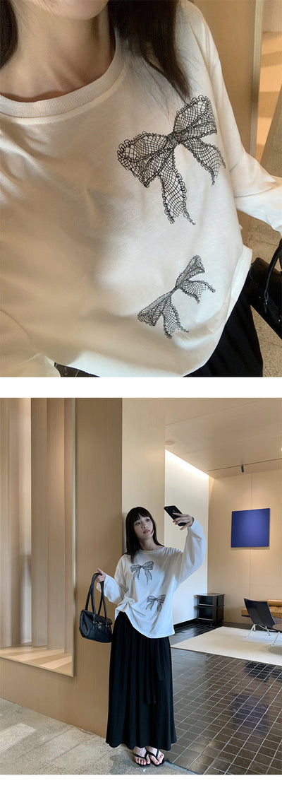 Blusa Larga Estampado Moño Mujer Suelta y Cómoda - Image 9