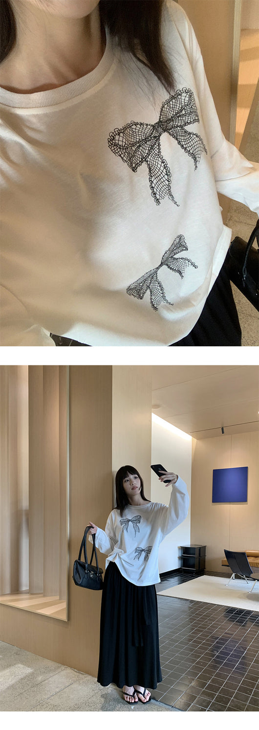 Blusa Larga Estampado Moño Mujer Suelta y Cómoda - Image 9