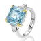 S925 Silver Plated European and American Luxury Square Ring Light Blue Size 5