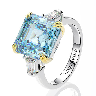 Anillo Cuadrado de Plata S925 Lujo Europeo y Americano - Image 4