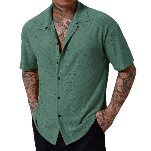 Camisa Casual Hombre con Tejido Calado Jacquard - Image 5