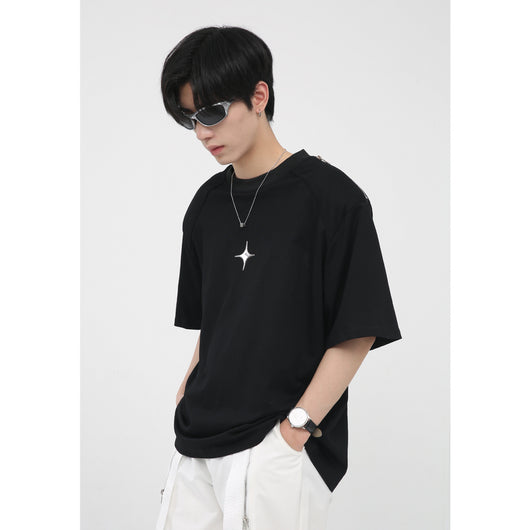 Playera Hombre Estilo Coreano con Diseño Impreso y Hombrera con Cierre - Image 10