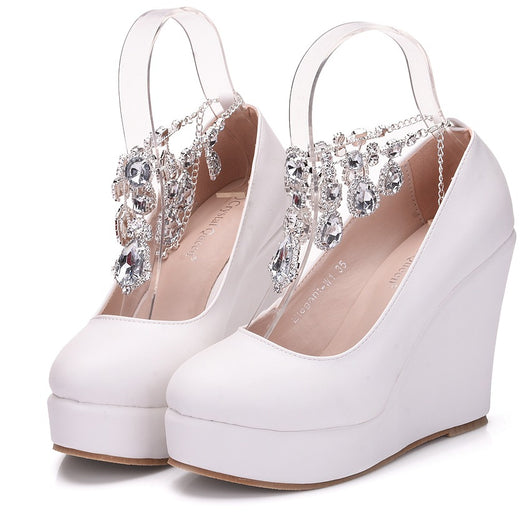 Zapatos de Cuña con Plataforma Impermeable y Cristales - Elegancia para tu Boda - Image 6