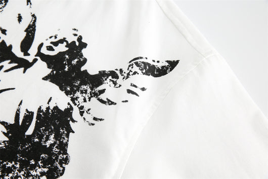 Camisa Casual Estampada en Blanco y Negro para Hombre - Image 12