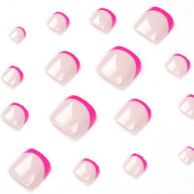 Uñas Postizas Removibles Rojo Rosa Francés Elegante - Image 5
