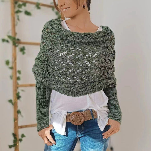 Chal Tejido Cálido Otoño-Invierno con Mangas Caladas para Mujer - Image 5