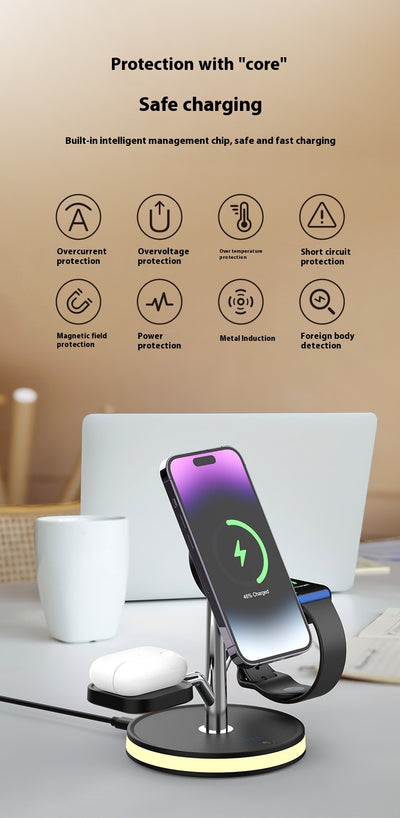 Cargador Inalámbrico Vertical 3 en 1 para Teléfono y Reloj - Image 14