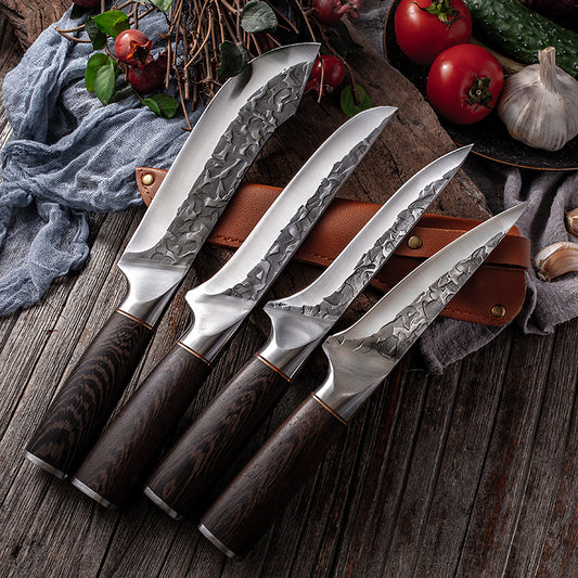 Cuchillo de Acero Inoxidable Martillado para Carne y Barbacoa Estilo Yangjiang
