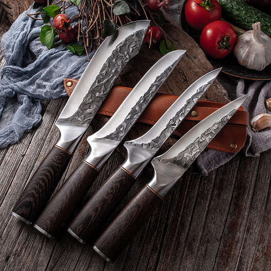 Cuchillo de Acero Inoxidable Martillado para Carne y Barbacoa Estilo Yangjiang