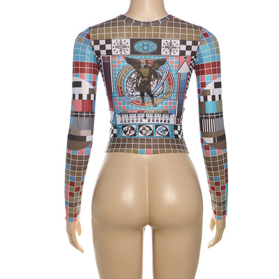 Blusa Ajustada Escote Redondo Manga Larga con Abertura en Cintura - Image 14