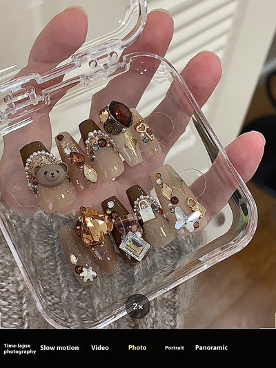 Uñas Postizas Personalizables Maillard Bear Polo Marrón - Image 6