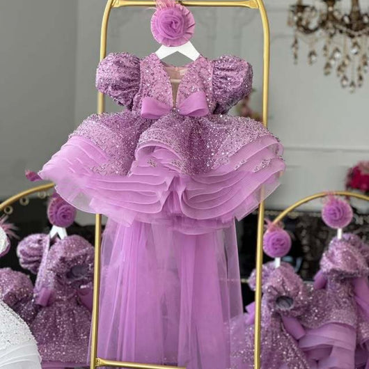 Falda Tutú Corta Lentejuelas Morada para Niñas