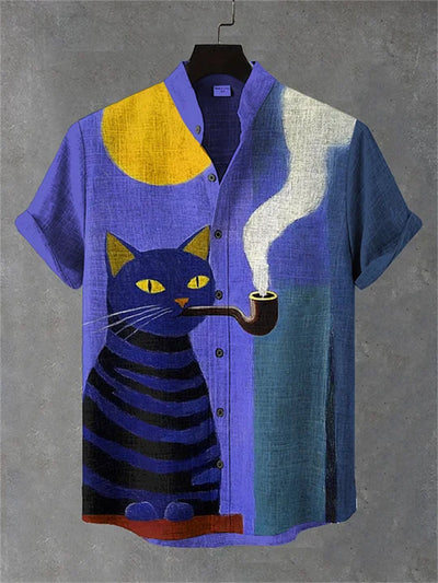 Polo Estampado Manga Corta con Cuello Alzado para Hombre - Image 5