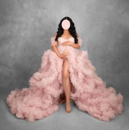 Vestido Premamá Hombros Descubiertos Multicolor para Sesiones Fotográficas - Image 20