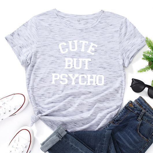 Camiseta Suelta de Cuello Redondo con Diseño Creativo de Letras para Mujer - Image 6