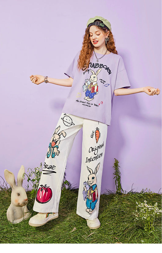 Pantalones Anchos de Cintura Alta con Estampado - Casual y Versátil - Image 16