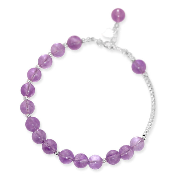 Pulsera de Cuentas Redondas Amatista Lavanda Natural