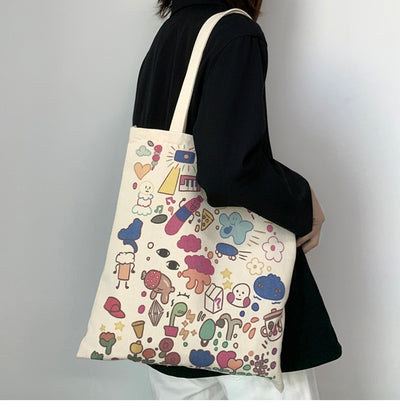 Bolsa de Lona Grande con Estampados Adorables - Capacidad Máxima - Image 25