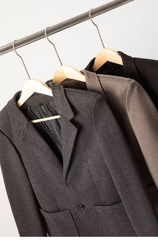 Blazer de Lana Suelta Gris Oscuro para Hombre - Elegancia Casual Profesional - Image 21