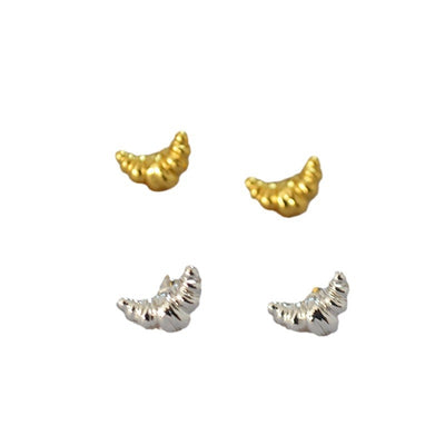 Aretes de Botón Diseño Minimalista Japones Croissant Personalidad - Image 5