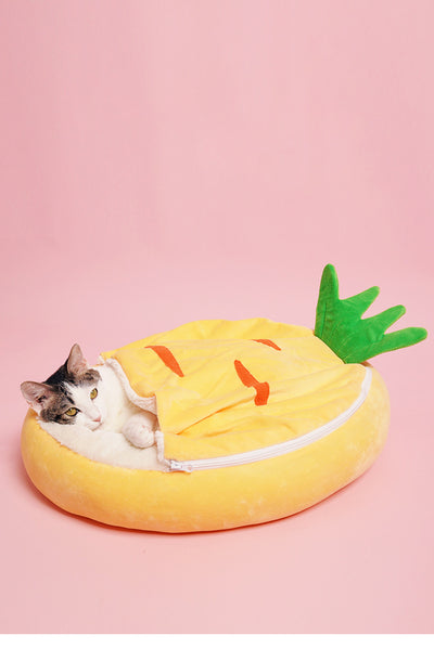 Cama Nido para Gatos Semiencerrada con Bolsa Térmica Extraíble - Zanahoria - Image 9