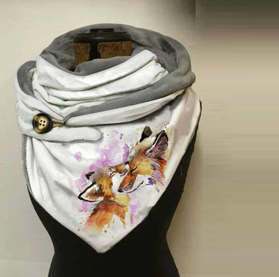 Pañuelo Estampado de Algodón Cálido con Botones para Invierno - Image 8