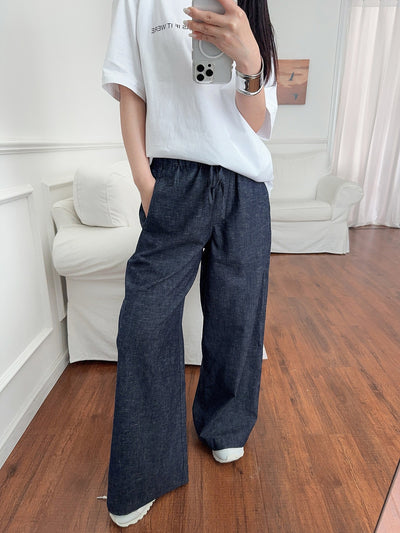 Pantalones Vaqueros Anchos con Cintura Elástica y Cordón Ajustable - Image 16