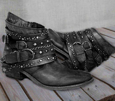 Botas Cortas Estilo Europeo Americano con Remaches Talla Grande - Image 7