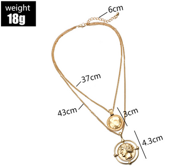 Collar Disco Sello Cabeza Humana en Oro Vintage - Image 10