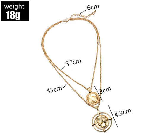 Collar Disco Sello Cabeza Humana en Oro Vintage - Image 10