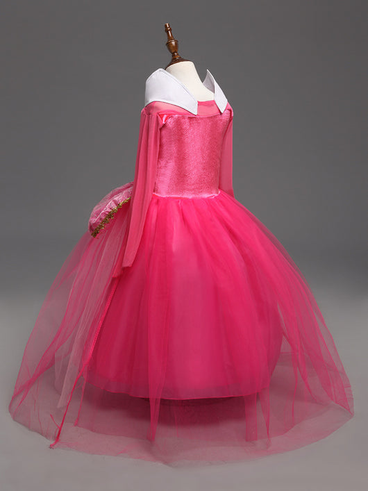 Vestido Princesa Niña Elegante Color Sólido - Image 8