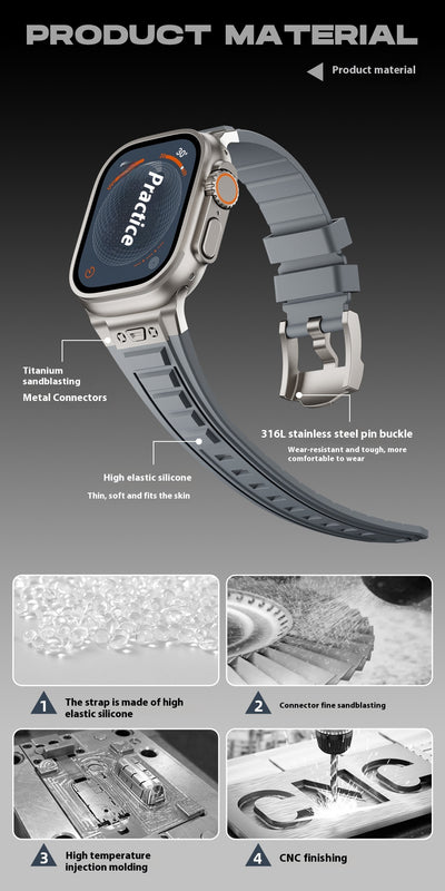 Correa Elástica de Silicona con Hebilla Metálica Plegable para iWatch 1-9 - Image 28
