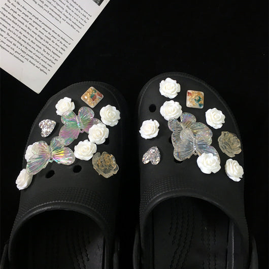 Hebillas Decorativas Flores para Tenis - Accesorios DIY Negro - Image 4