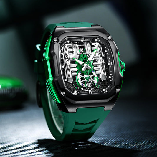 Reloj para Hombre con Fondo Transparente y Diseño Tridimensional