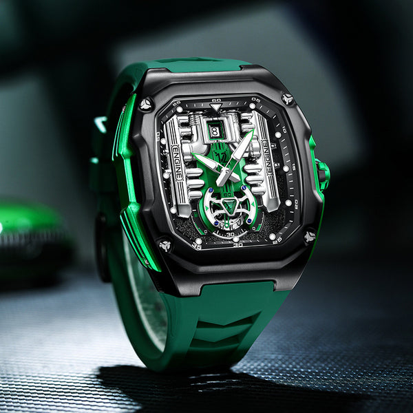 Reloj para Hombre con Fondo Transparente y Diseño Tridimensional