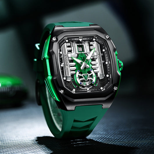 Reloj para Hombre con Fondo Transparente y Diseño Tridimensional