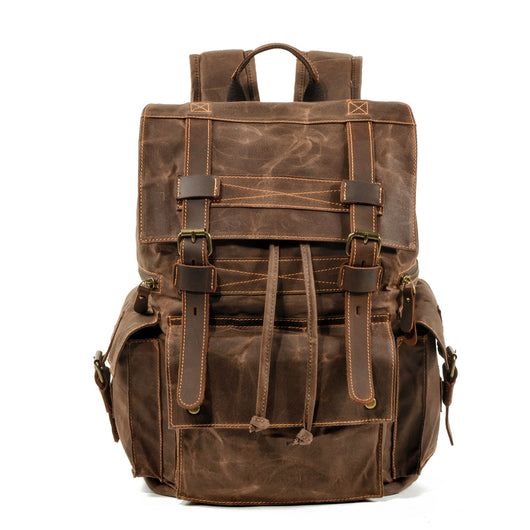 Mochila de Viaje y Montaña en Lona Encerada con Cuero - Image 9