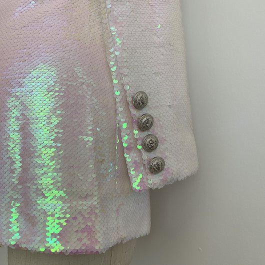 Blazer Largo Doble Botonadura con Lentejuelas para Mujer - Image 11