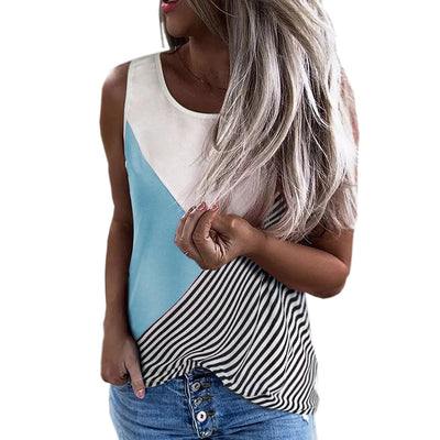 Musculosa Suelta con Cuello Redondo y Rayas Estampadas - Image 8
