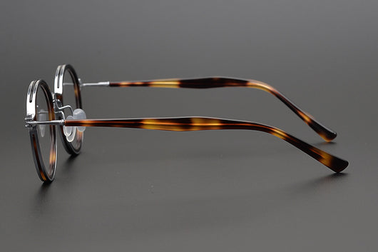 Lentes Retro de Titanio Puro Montura Redonda Carey para Miopía - Image 12