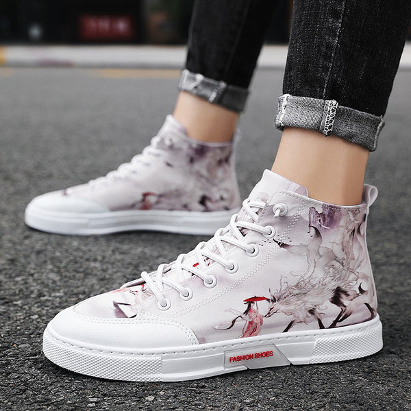 Zapatillas Altas de Lona con Diseño Graffiti - Estilo Urbano Juvenil