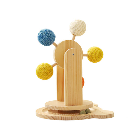 Rascador Giratorio de Madera Maciza con Cuerda de Sisal para Gatos - Image 11