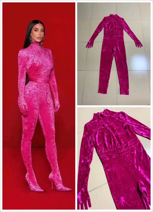 Jumpsuit Cuello Tortuga Rojo Rosado - Elegancia Moderna - Image 8