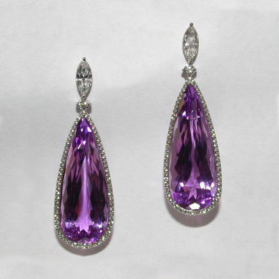 Aretes de Novia Largos con Circón Púrpura Micro Incrustado para Mujer - Image 7